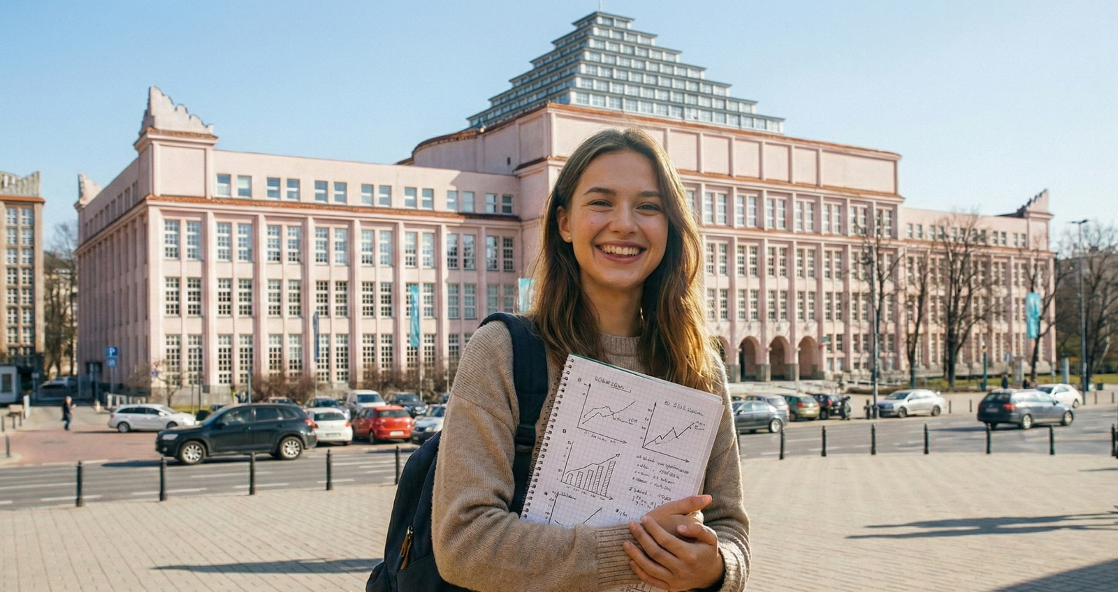Jak dostać się na SGH? Student przed budynkiem uczelni